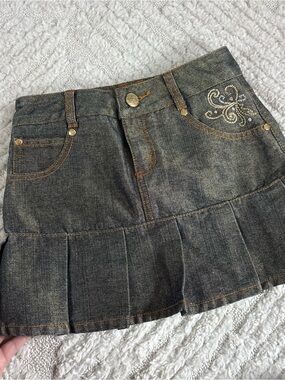 Y2k Disney Hannah Montana 2000s Denim Pleated Skirt